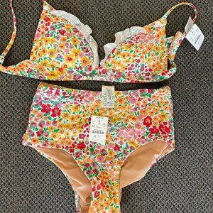 NWT J Crew High Waisted Bikini Set (bottoms S, top‎ XS)
